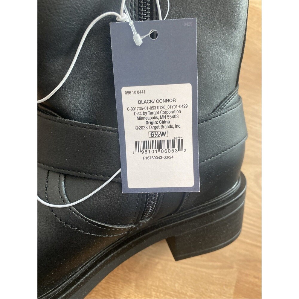 New Universal Thread Women's Connor Harness Buckle Ankle Boots Black 6.5 Wide - Picture 15 of 16